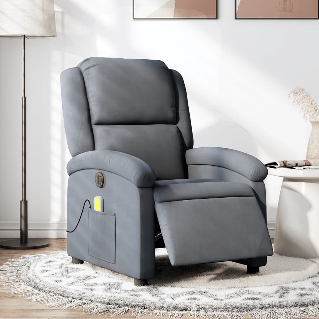 Fauteuil inclinable de massage électrique gris foncé velours Fauteuils vidaXL   