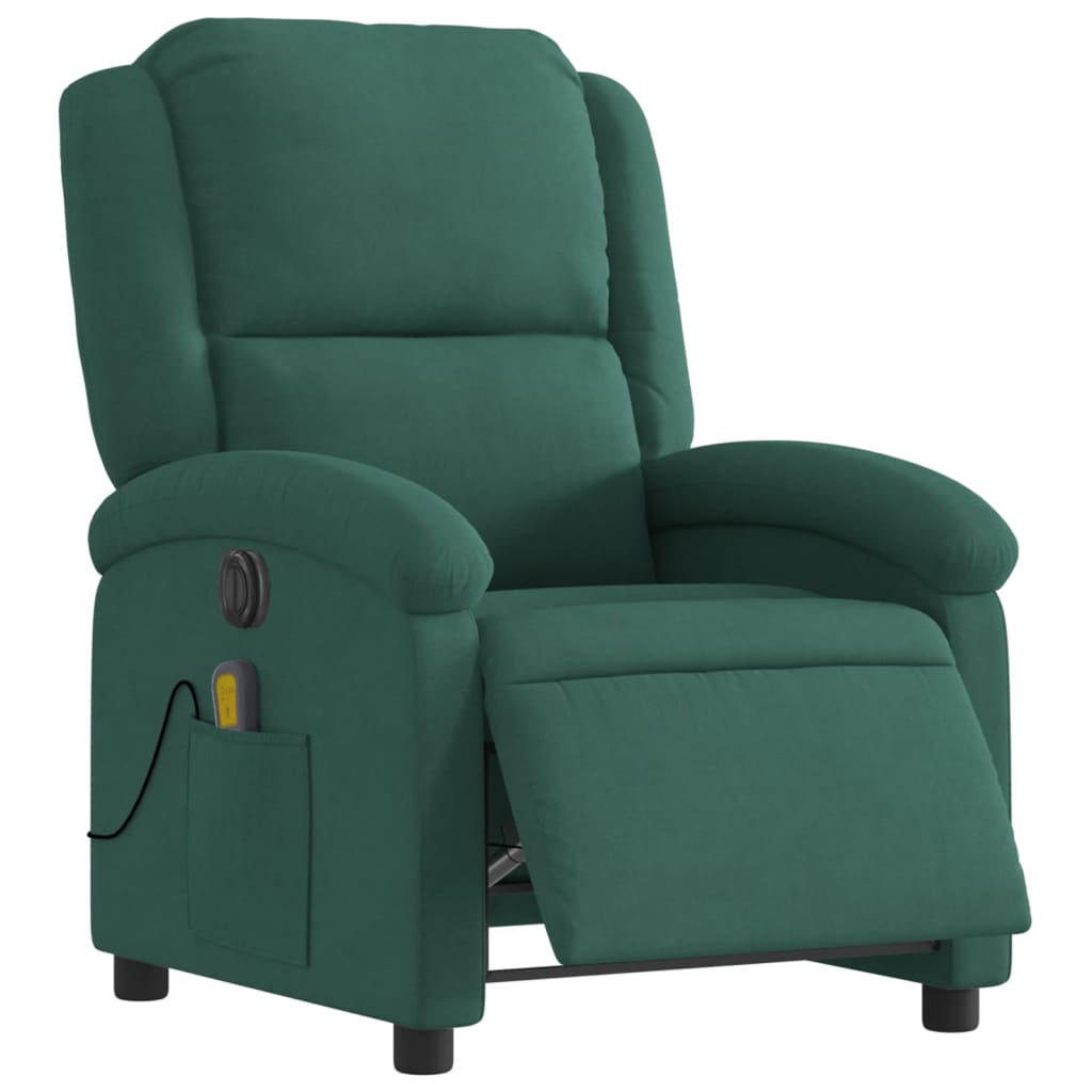 Fauteuil inclinable de massage électrique vert foncé velours Fauteuils vidaXL   