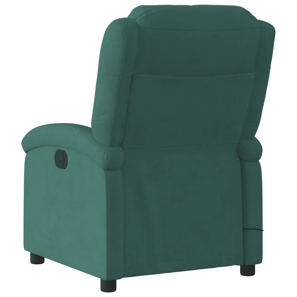 Fauteuil inclinable de massage électrique vert foncé velours Fauteuils vidaXL   