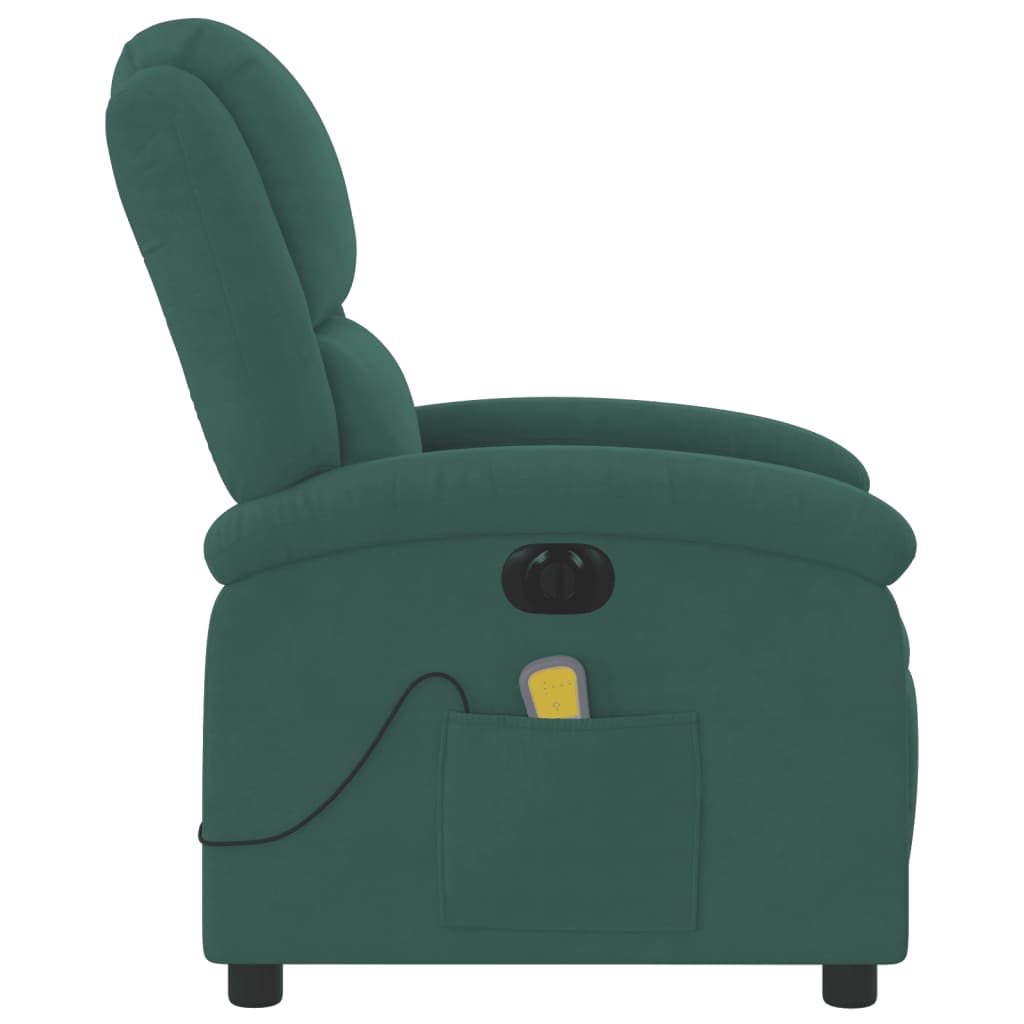 Fauteuil inclinable de massage électrique vert foncé velours Fauteuils vidaXL   