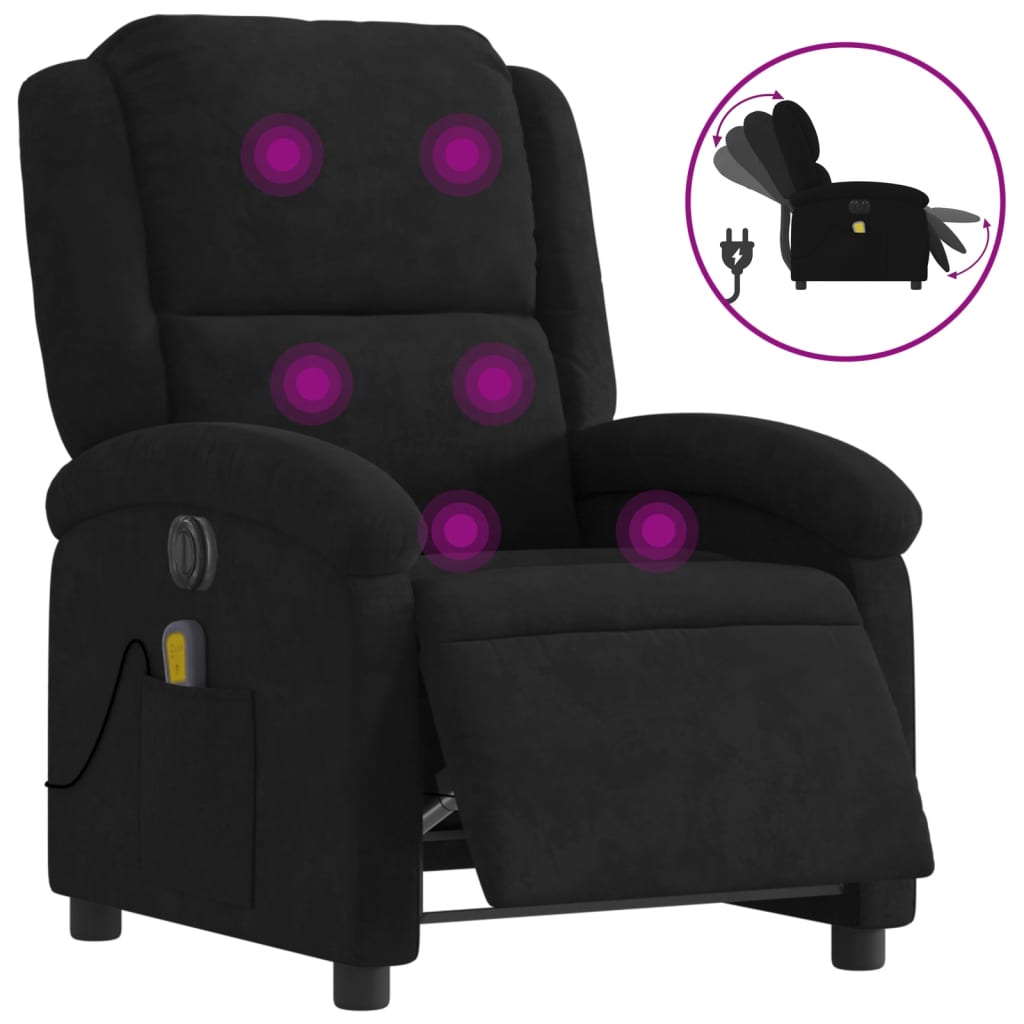 Fauteuil inclinable de massage électrique noir velours Fauteuils vidaXL   