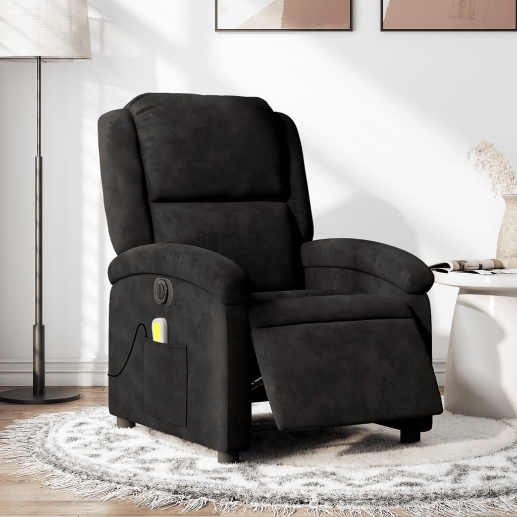 Fauteuil inclinable de massage électrique noir velours Fauteuils vidaXL   