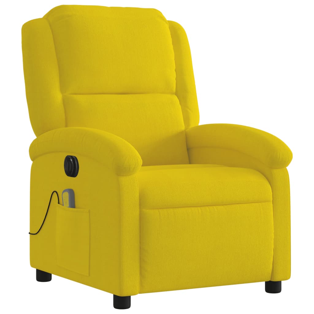 Fauteuil inclinable de massage électrique jaune velours Fauteuils vidaXL   