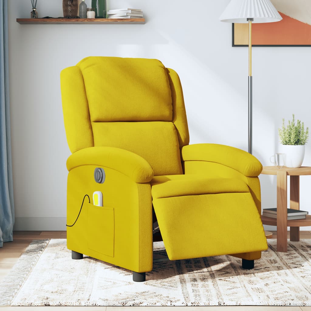 Fauteuil inclinable de massage électrique jaune velours Fauteuils vidaXL   