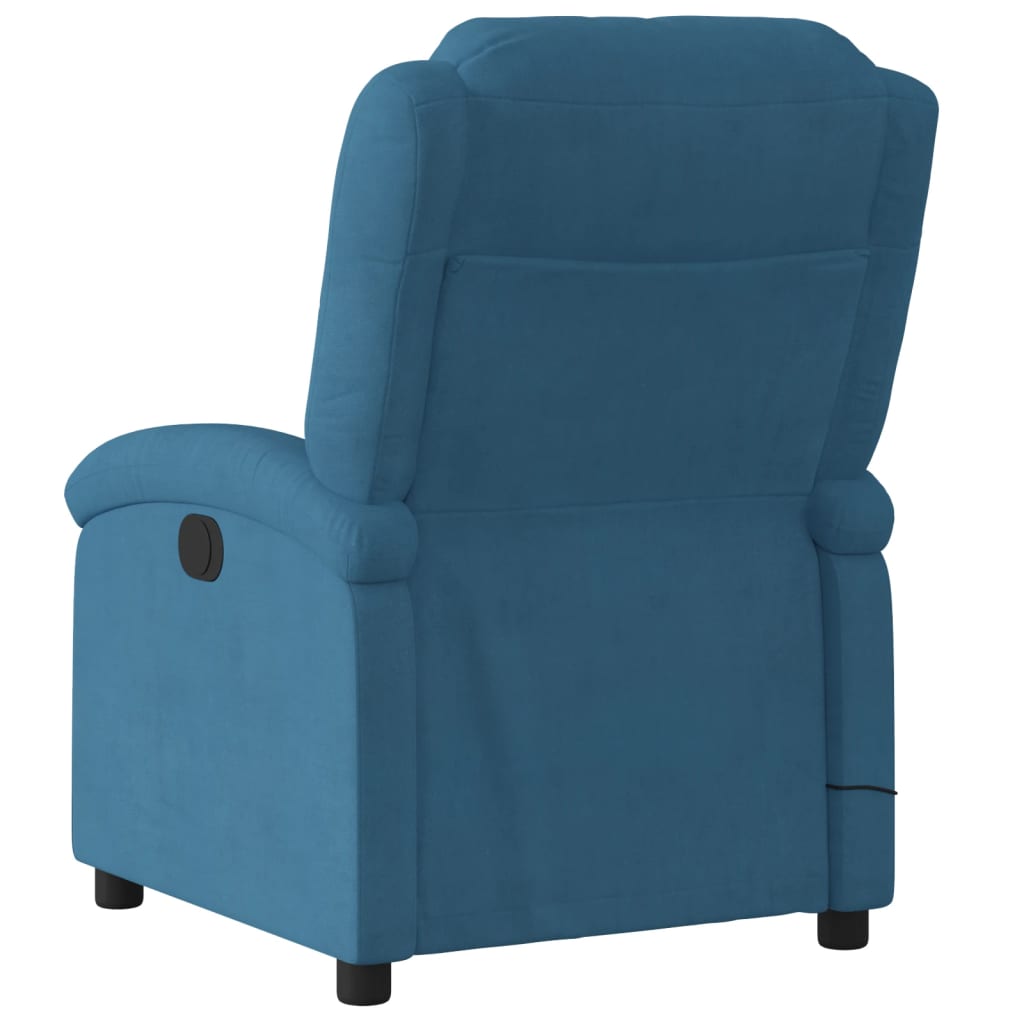 Fauteuil inclinable de massage électrique bleu velours Fauteuils vidaXL   