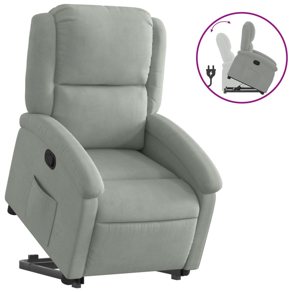 Fauteuil inclinable Gris clair Velours Fauteuils vidaXL   