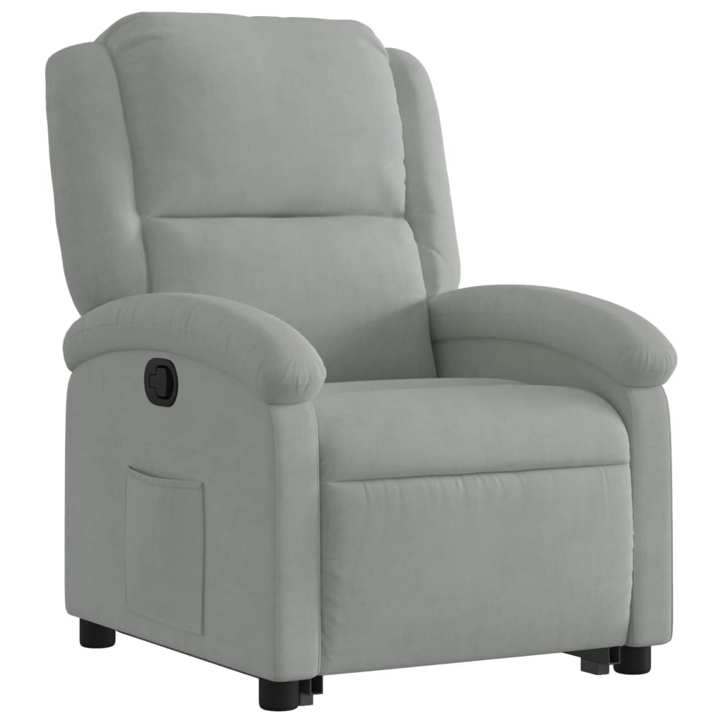 Fauteuil inclinable Gris clair Velours Fauteuils vidaXL   