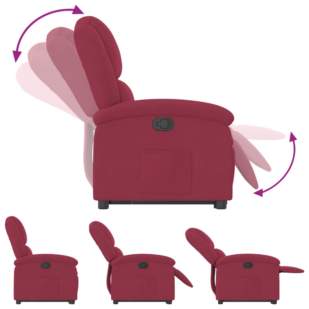 Fauteuil inclinable Rouge bordeaux Velours - Xios Store SNC