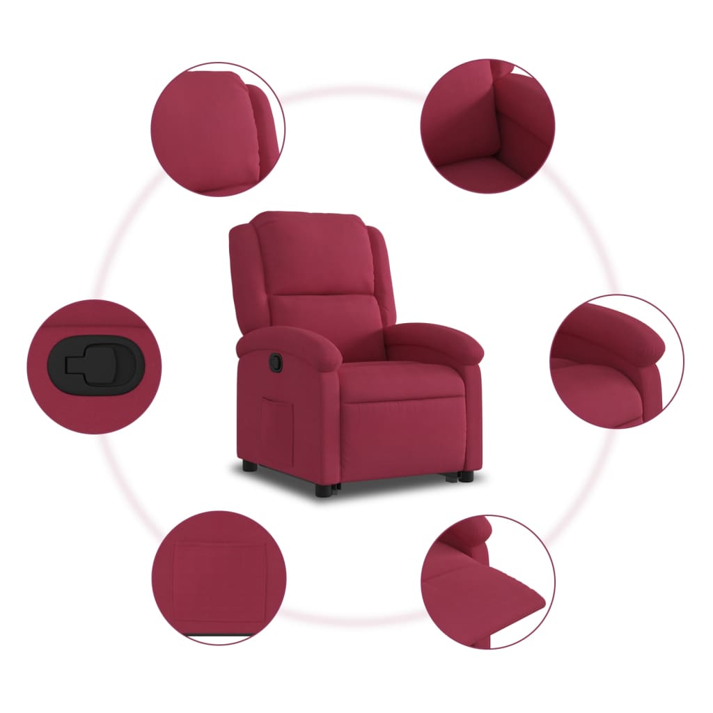 Fauteuil inclinable Rouge bordeaux Velours - Xios Store SNC