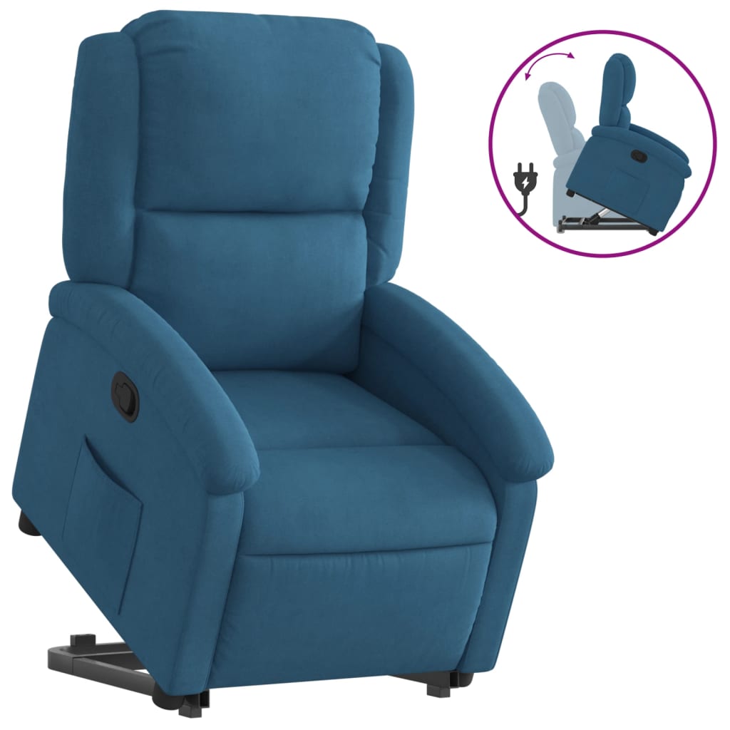 Fauteuil inclinable bleu velours - Xios Store SNC