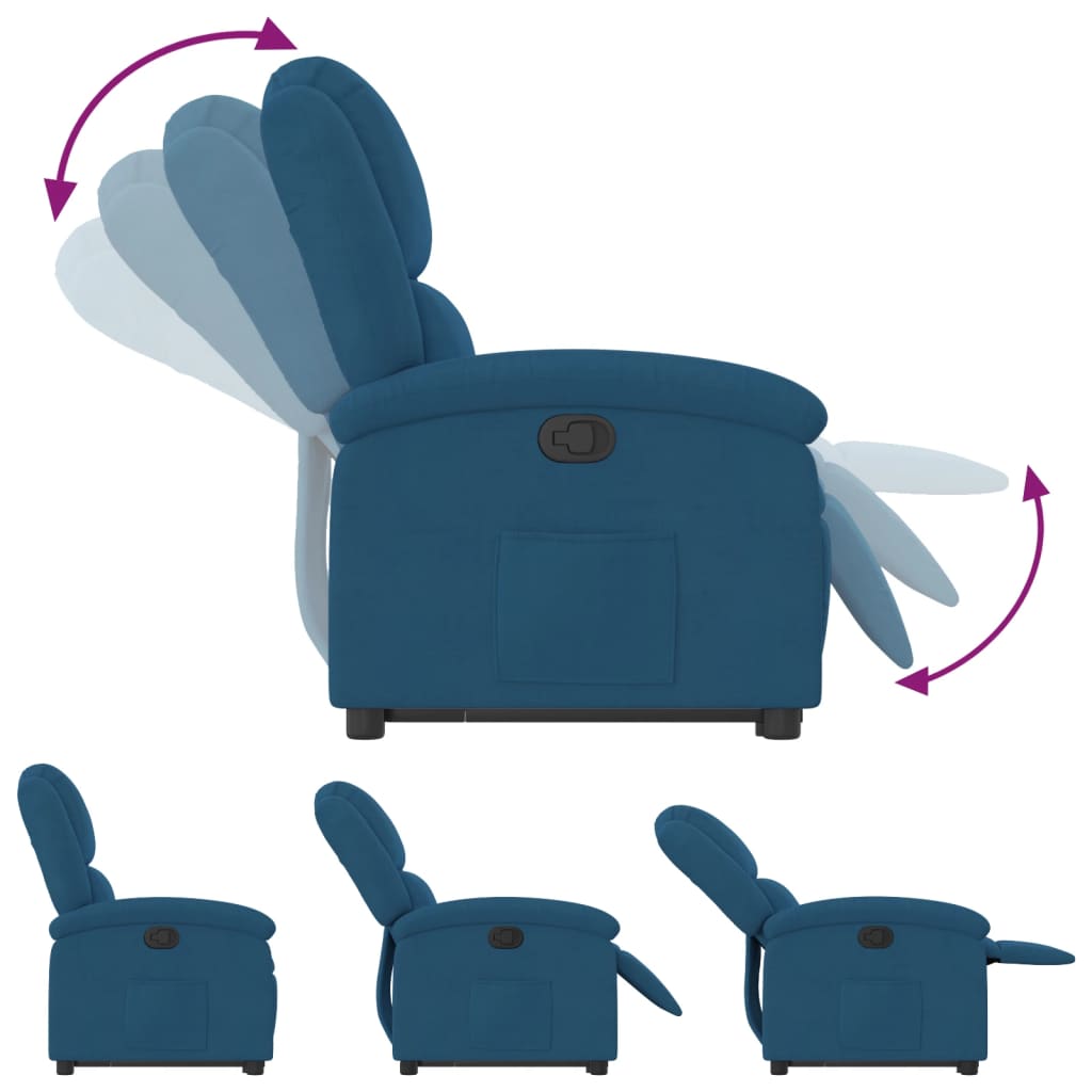 Fauteuil inclinable bleu velours - Xios Store SNC