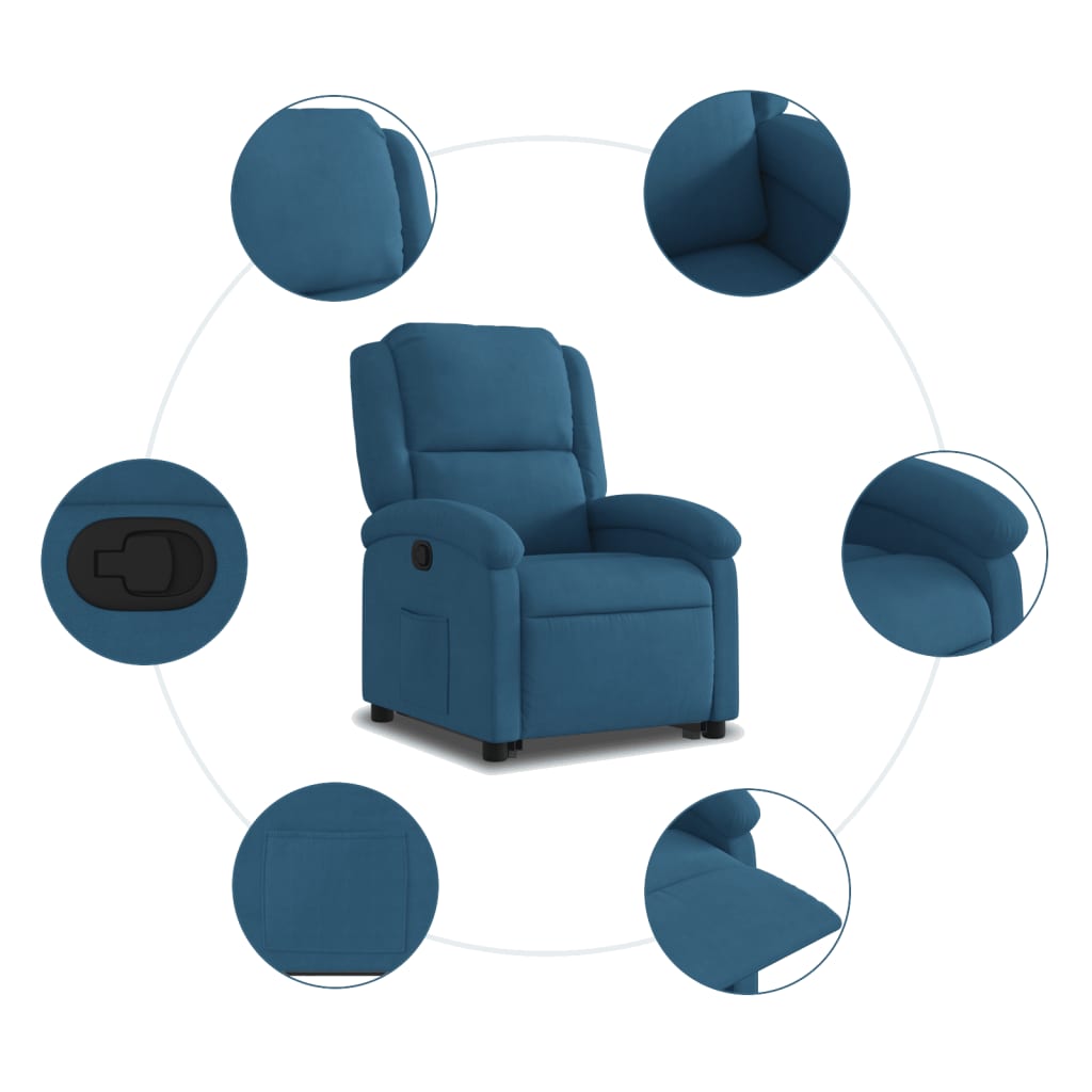 Fauteuil inclinable bleu velours - Xios Store SNC