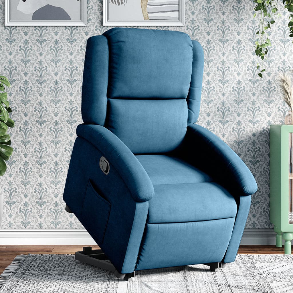 Fauteuil inclinable bleu velours - Xios Store SNC