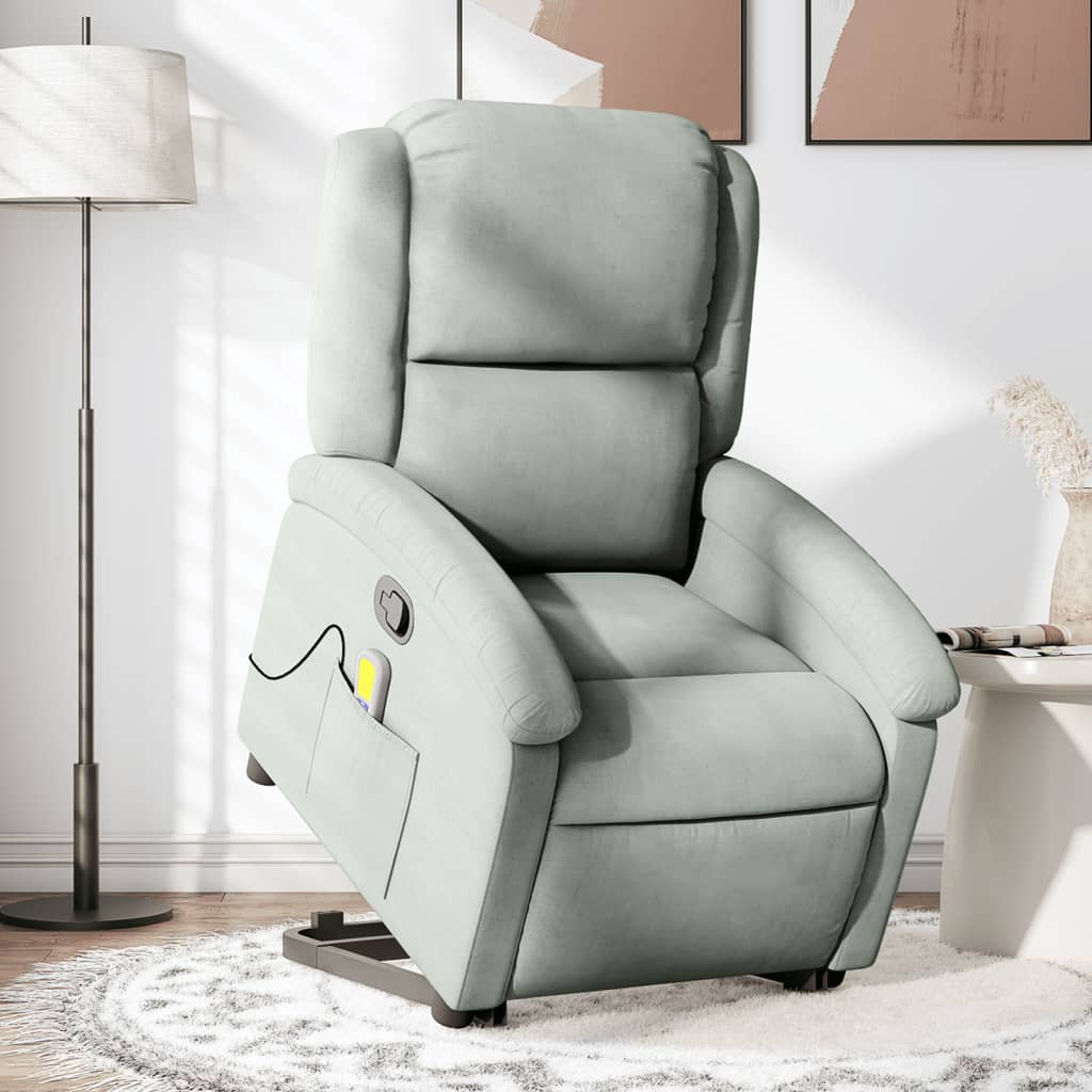 Fauteuil de massage inclinable Gris clair Velours Fauteuils vidaXL   