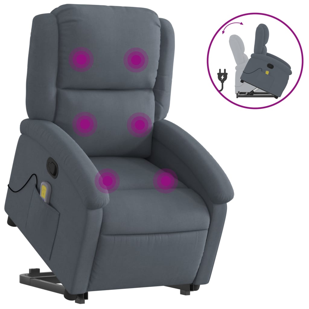 Fauteuil de massage inclinable Gris foncé Velours Fauteuils vidaXL   