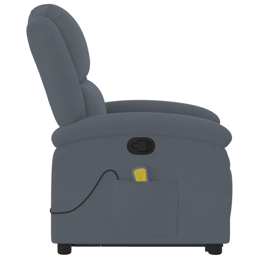 Fauteuil de massage inclinable Gris foncé Velours Fauteuils vidaXL   