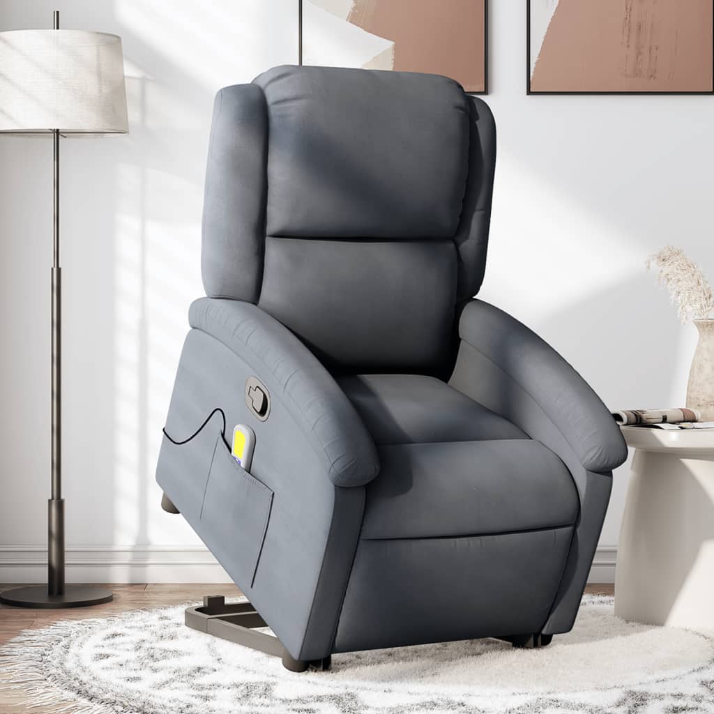 Fauteuil de massage inclinable Gris foncé Velours Fauteuils vidaXL   