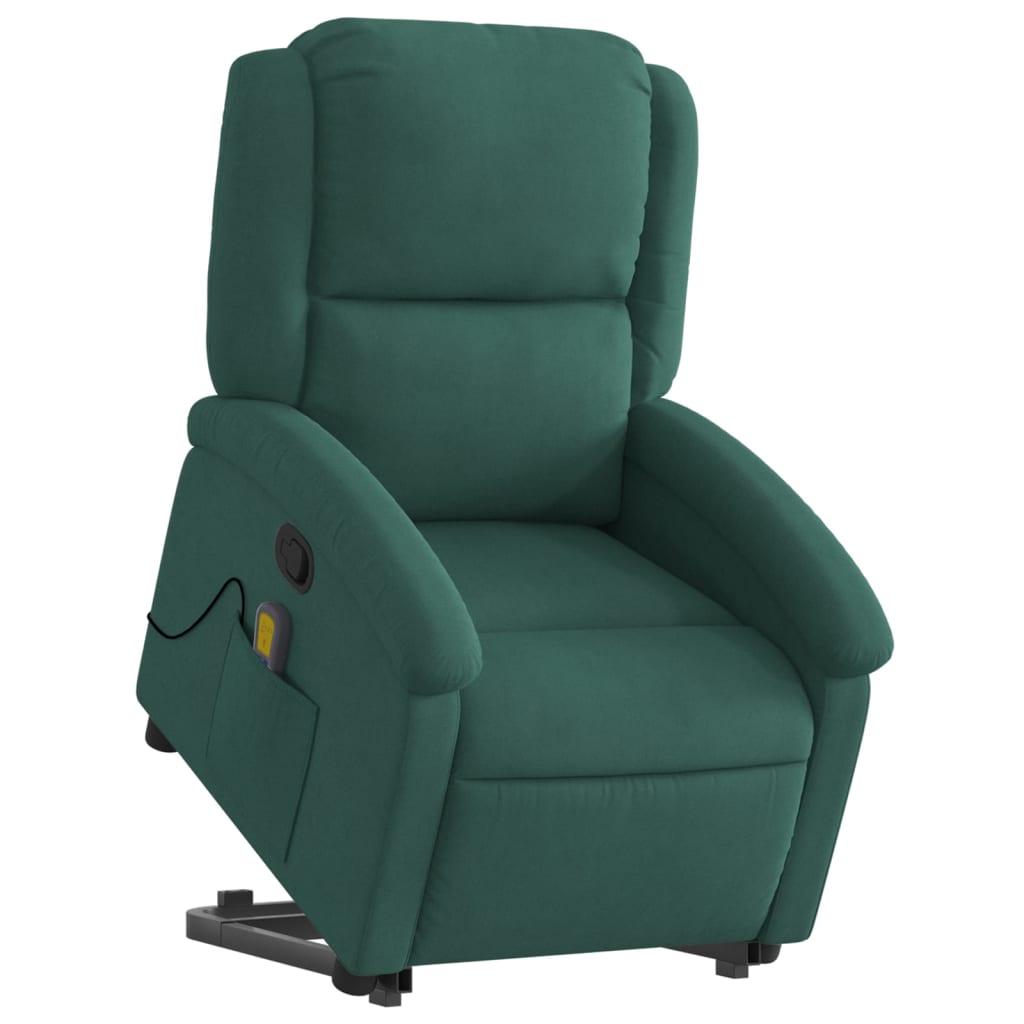 Fauteuil de massage inclinable Vert foncé Velours Fauteuils vidaXL   