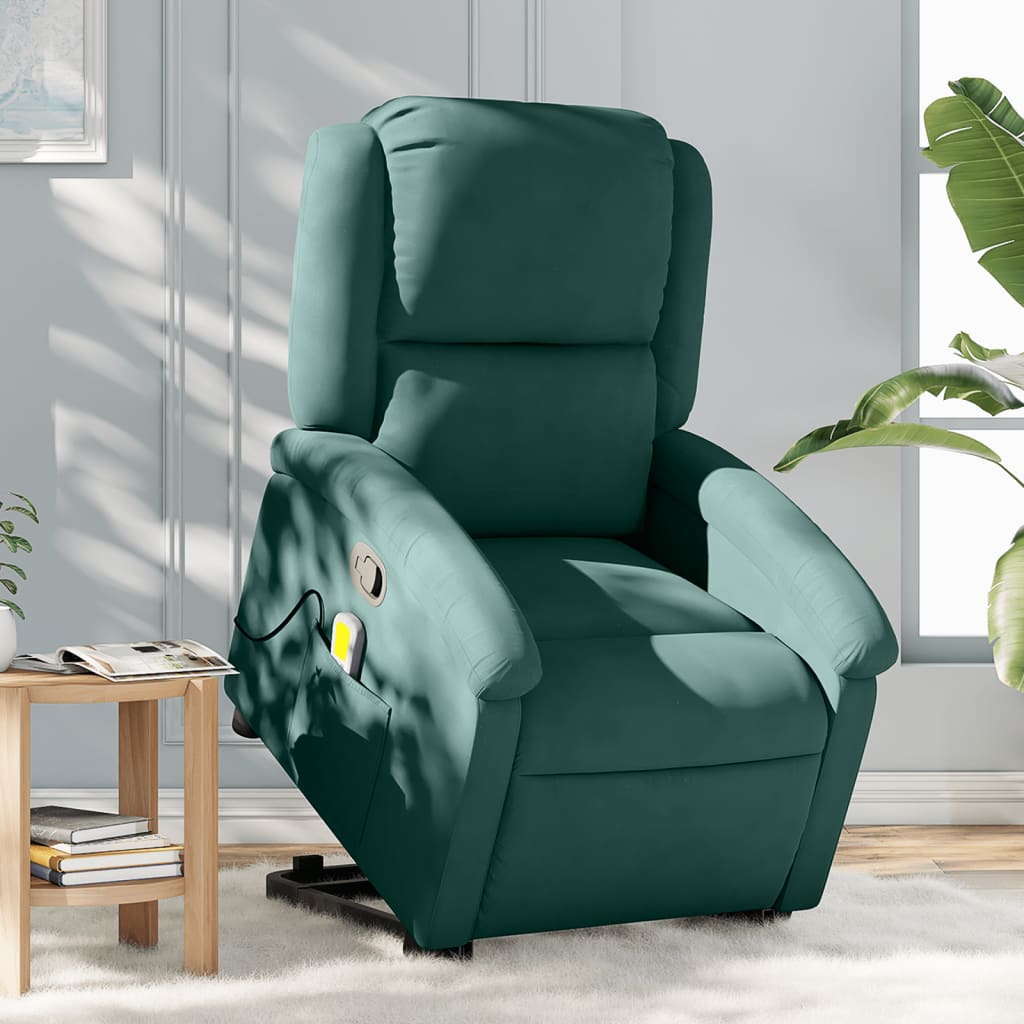 Fauteuil de massage inclinable Vert foncé Velours Fauteuils vidaXL   