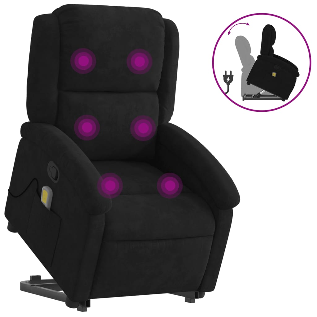 Fauteuil de massage inclinable Noir Velours Fauteuils vidaXL   