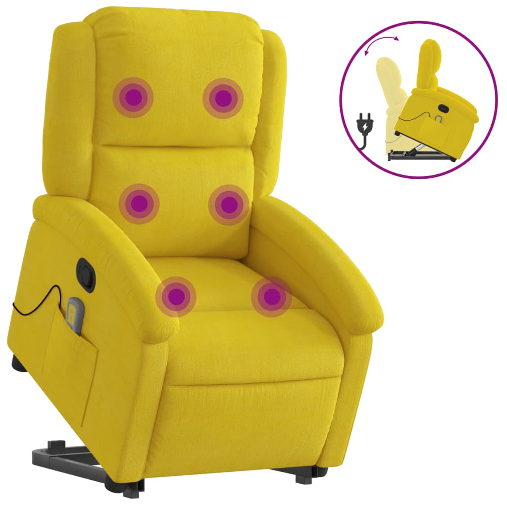 Fauteuil de massage inclinable Jaune Velours Fauteuils vidaXL   