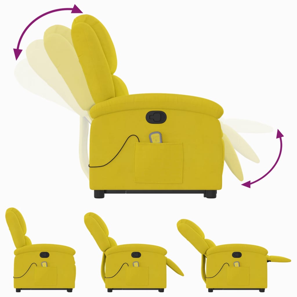 Fauteuil de massage inclinable Jaune Velours Fauteuils vidaXL   