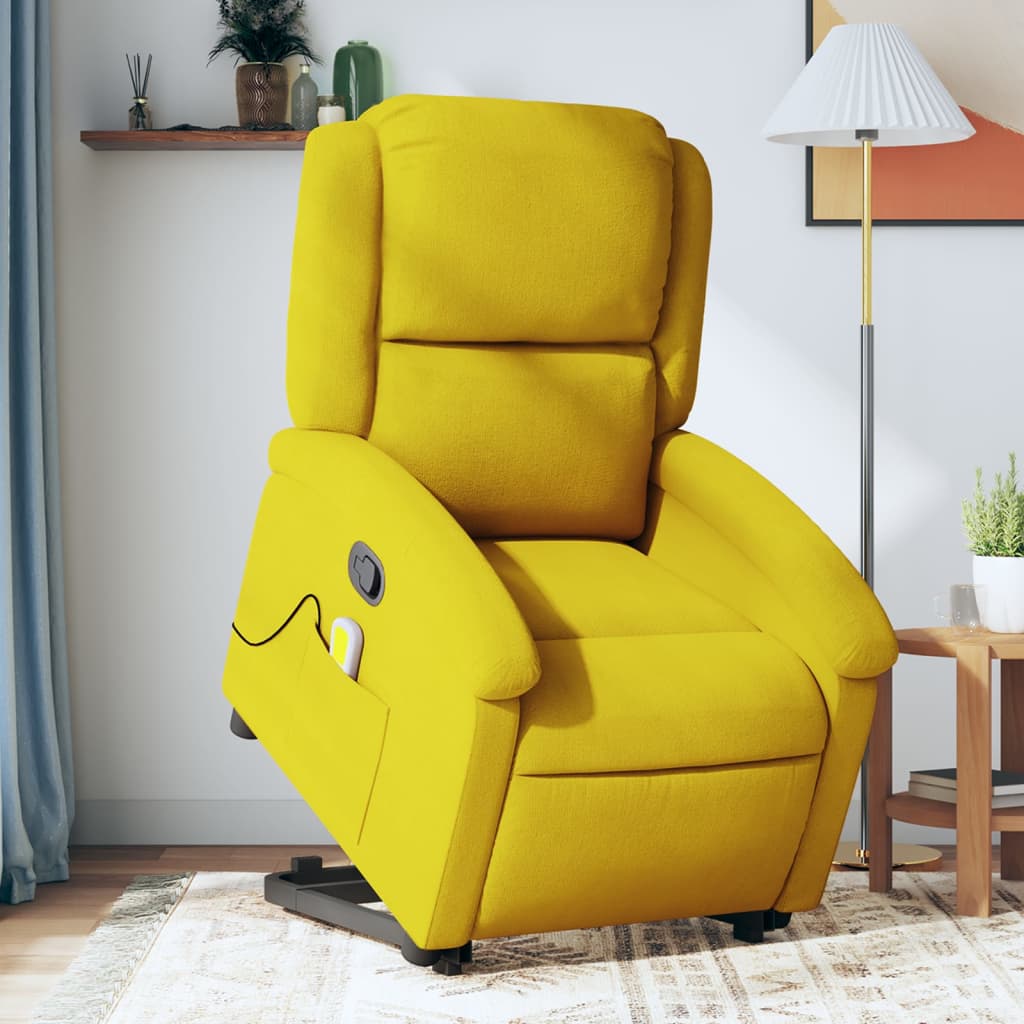 Fauteuil de massage inclinable Jaune Velours Fauteuils vidaXL   