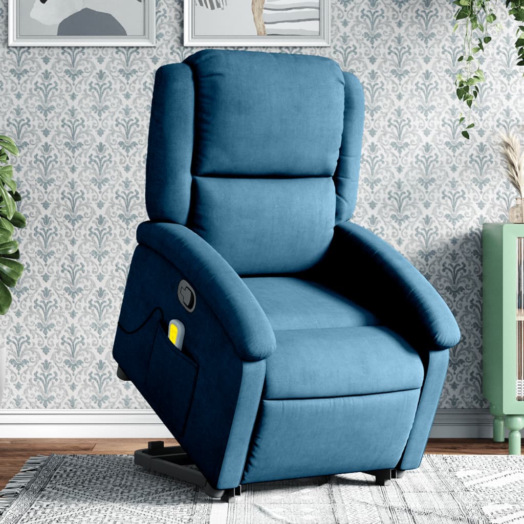 Fauteuil de massage inclinable Bleu Velours Fauteuils vidaXL   