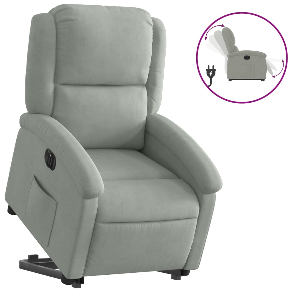 Fauteuil inclinable électrique gris clair velours Fauteuils vidaXL   