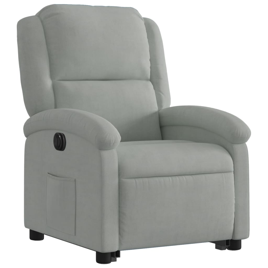 Fauteuil inclinable électrique gris clair velours Fauteuils vidaXL   