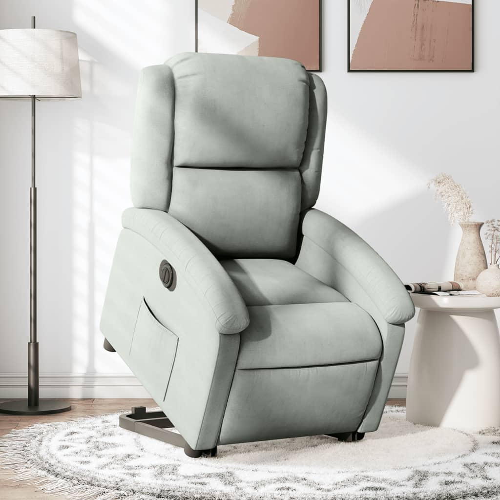 Fauteuil inclinable électrique gris clair velours Fauteuils vidaXL   