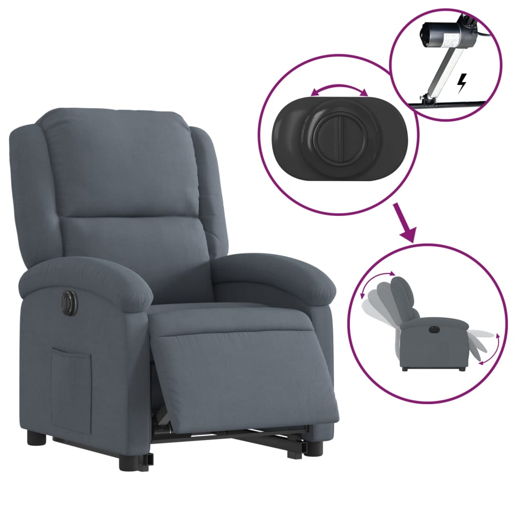 Fauteuil inclinable électrique gris foncé velours - Xios Store SNC