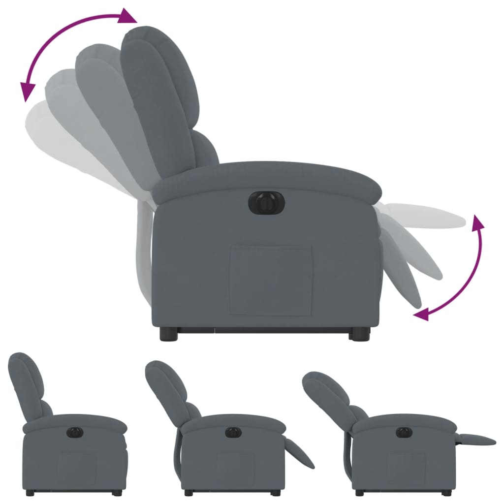 Fauteuil inclinable électrique gris foncé velours - Xios Store SNC