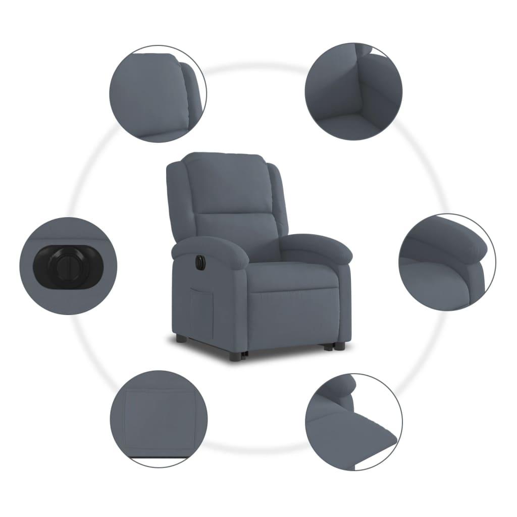 Fauteuil inclinable électrique gris foncé velours - Xios Store SNC