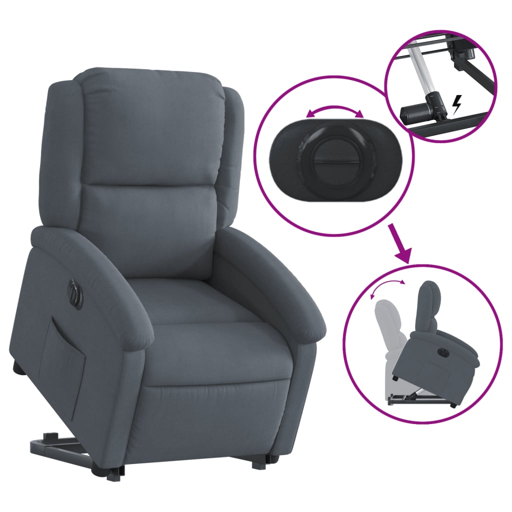 Fauteuil inclinable électrique gris foncé velours - Xios Store SNC