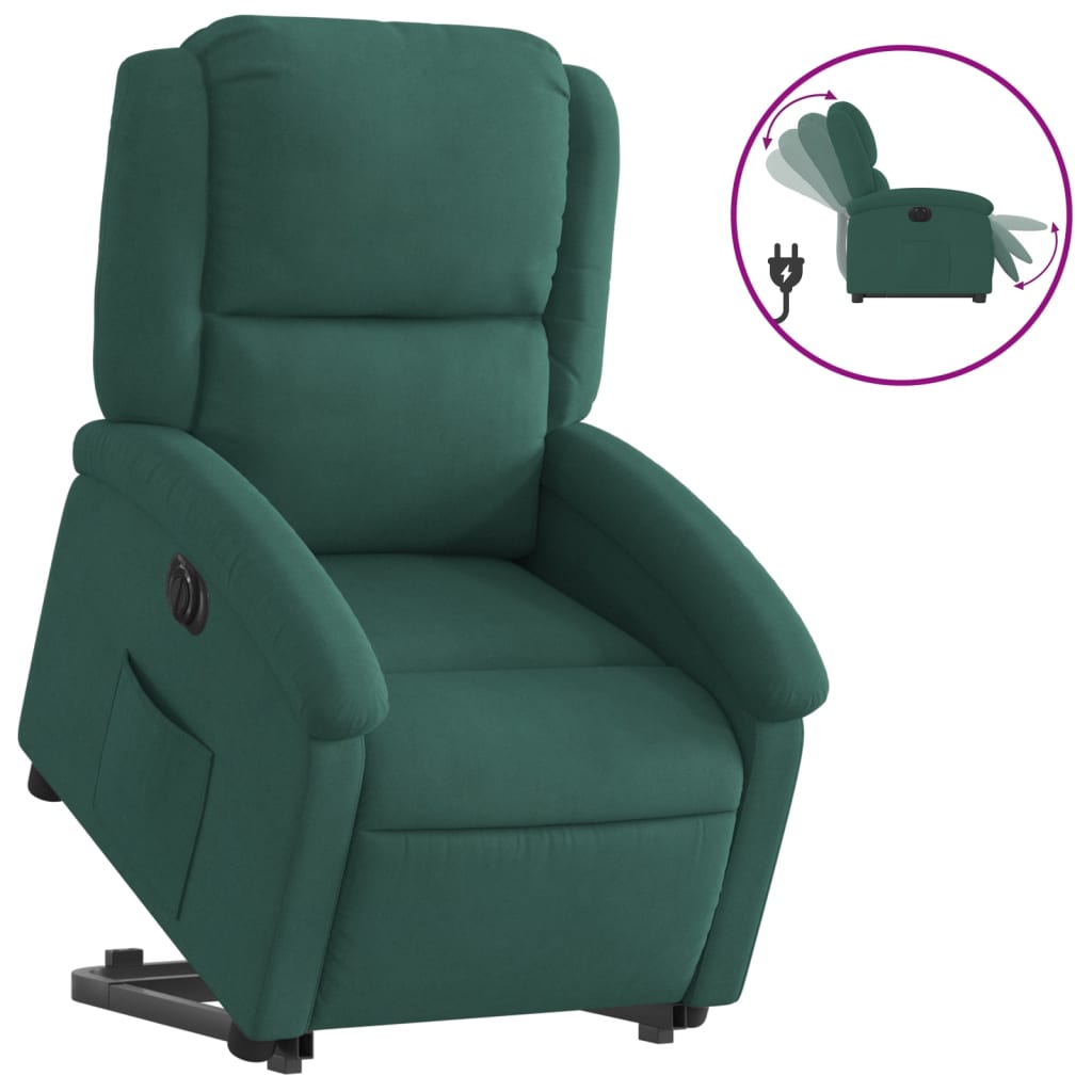 Fauteuil inclinable électrique vert foncé velours - Xios Store SNC