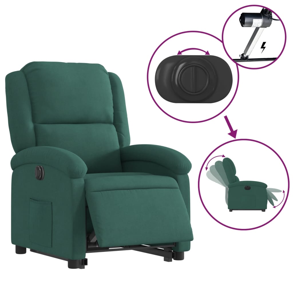 Fauteuil inclinable électrique vert foncé velours - Xios Store SNC