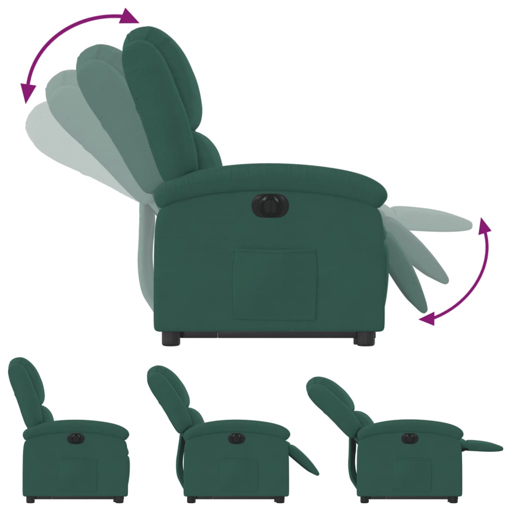 Fauteuil inclinable électrique vert foncé velours - Xios Store SNC