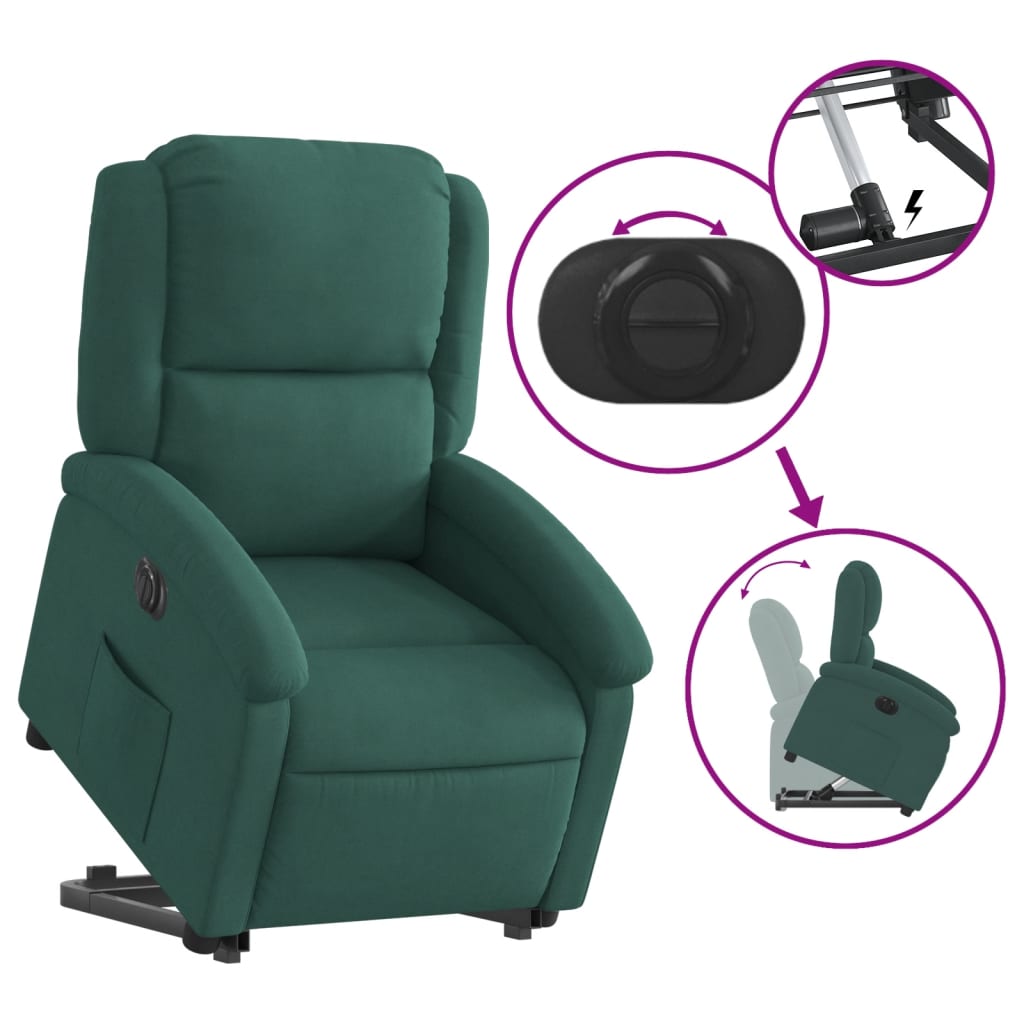 Fauteuil inclinable électrique vert foncé velours - Xios Store SNC