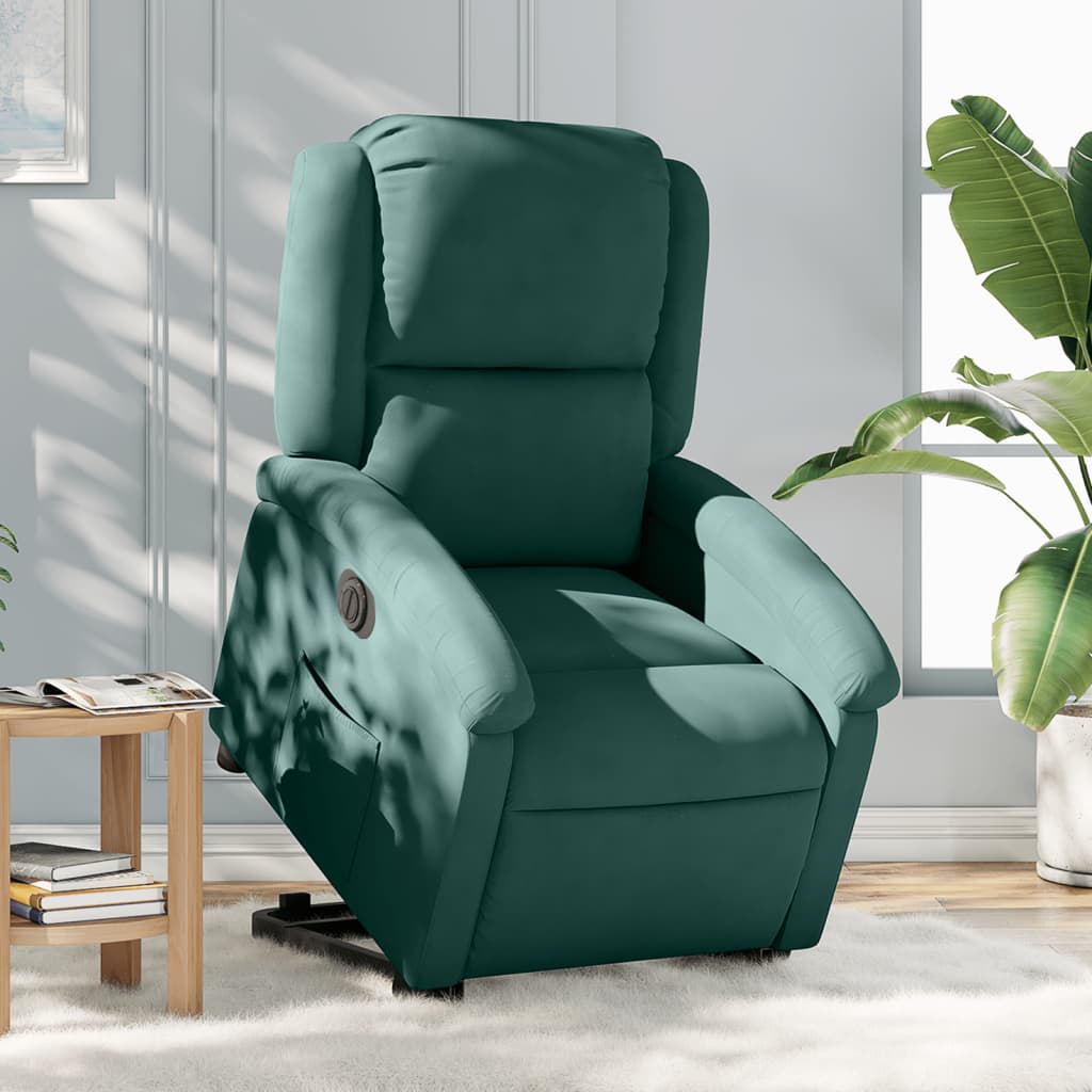 Fauteuil inclinable électrique vert foncé velours - Xios Store SNC