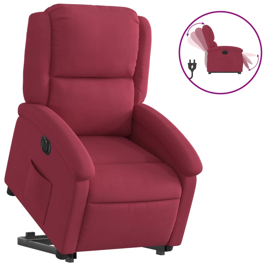 Fauteuil inclinable électrique rouge bordeaux velours - Xios Store SNC