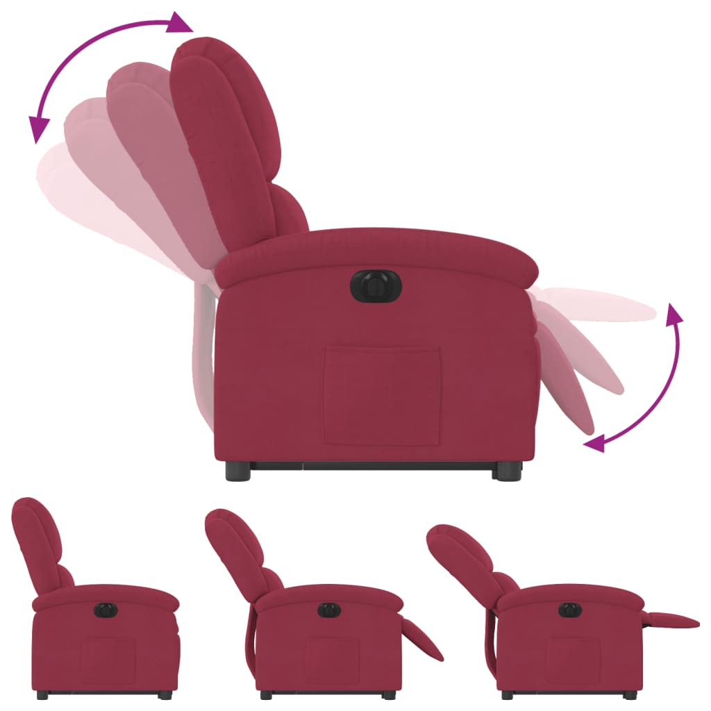 Fauteuil inclinable électrique rouge bordeaux velours - Xios Store SNC