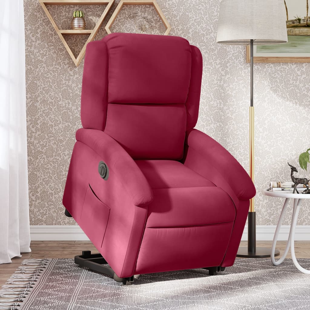 Fauteuil inclinable électrique rouge bordeaux velours - Xios Store SNC