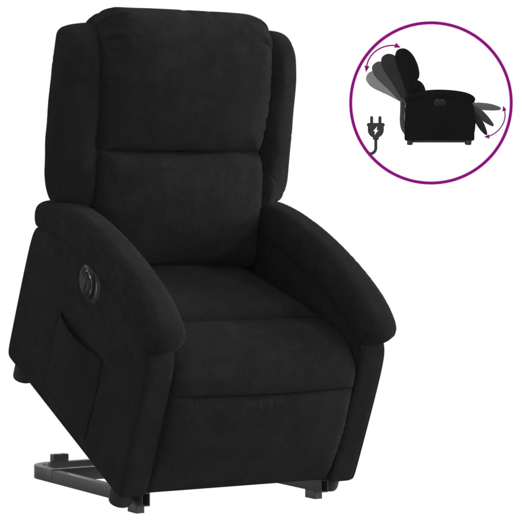 Fauteuil inclinable électrique noir velours - Xios Store SNC