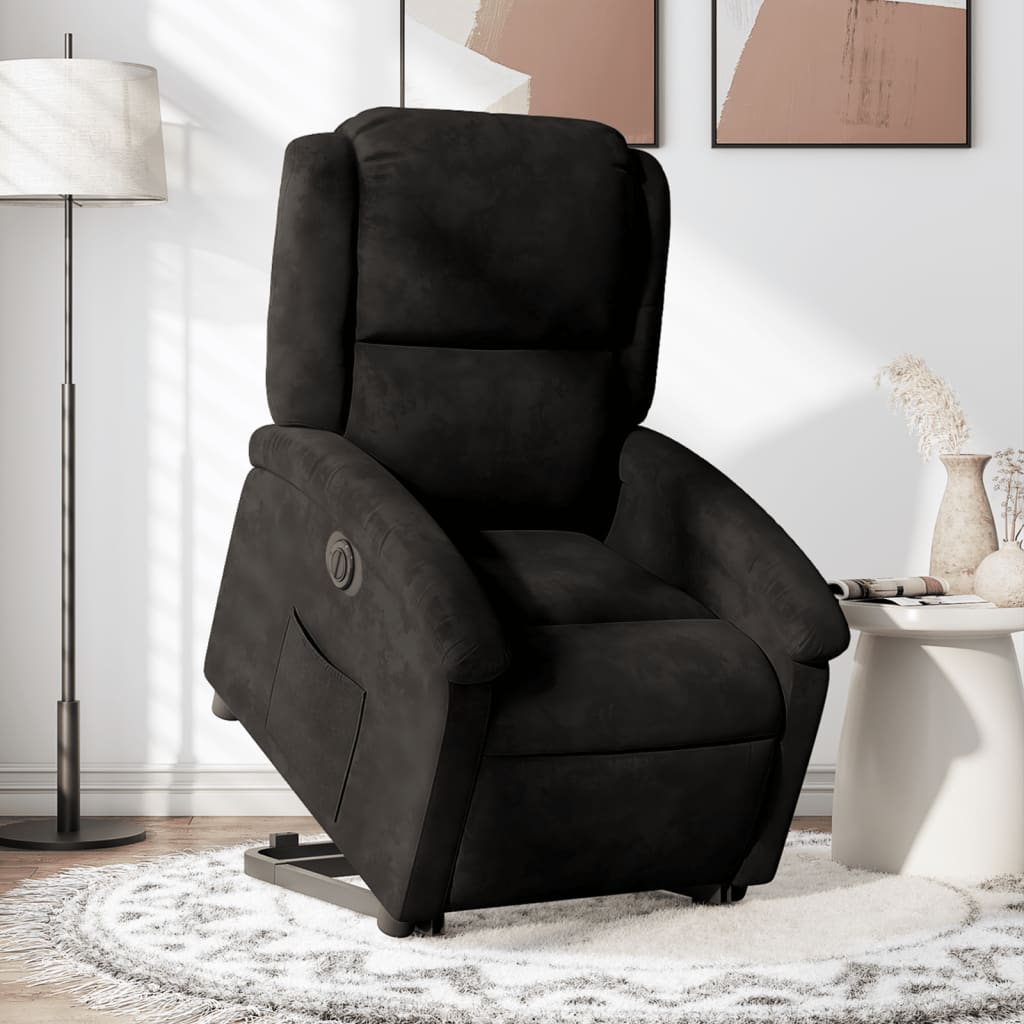 Fauteuil inclinable électrique noir velours - Xios Store SNC