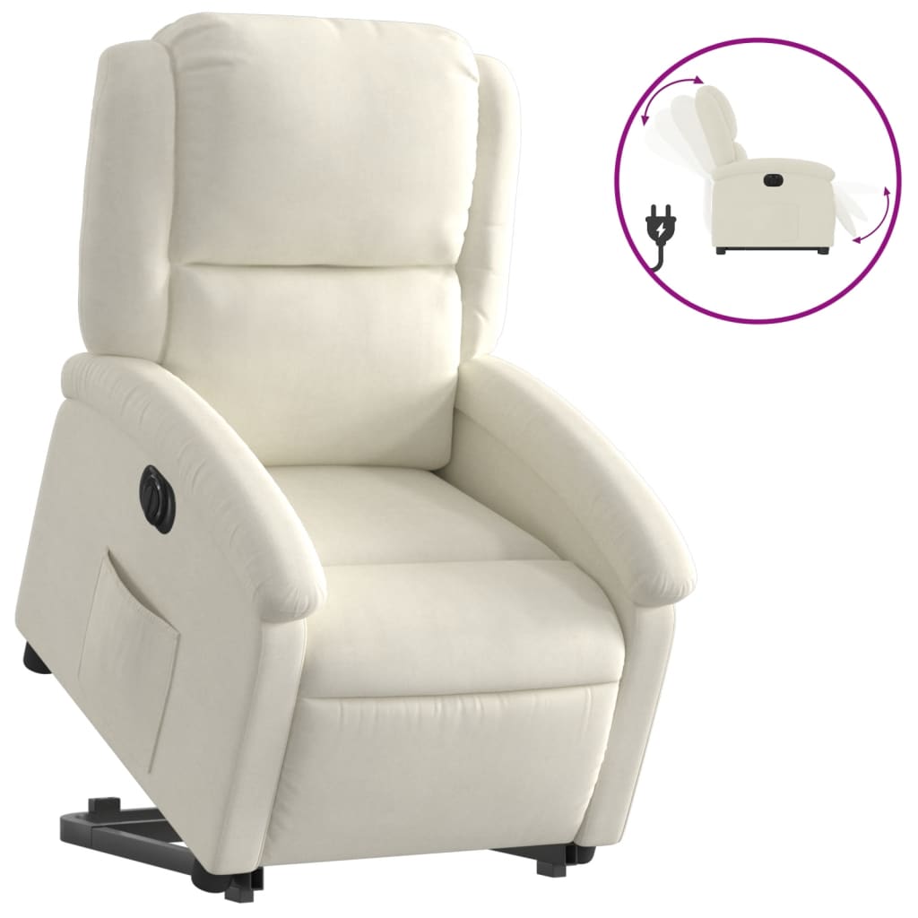 Fauteuil inclinable électrique crème velours - Xios Store SNC