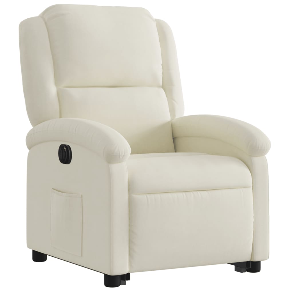 Fauteuil inclinable électrique crème velours - Xios Store SNC