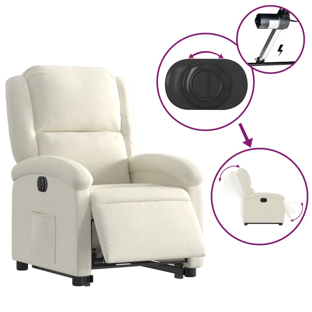 Fauteuil inclinable électrique crème velours - Xios Store SNC