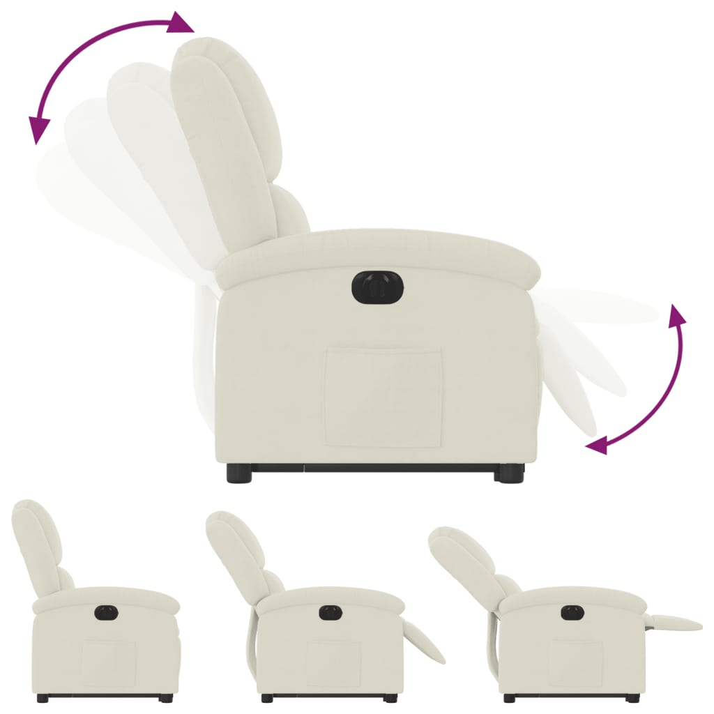 Fauteuil inclinable électrique crème velours - Xios Store SNC