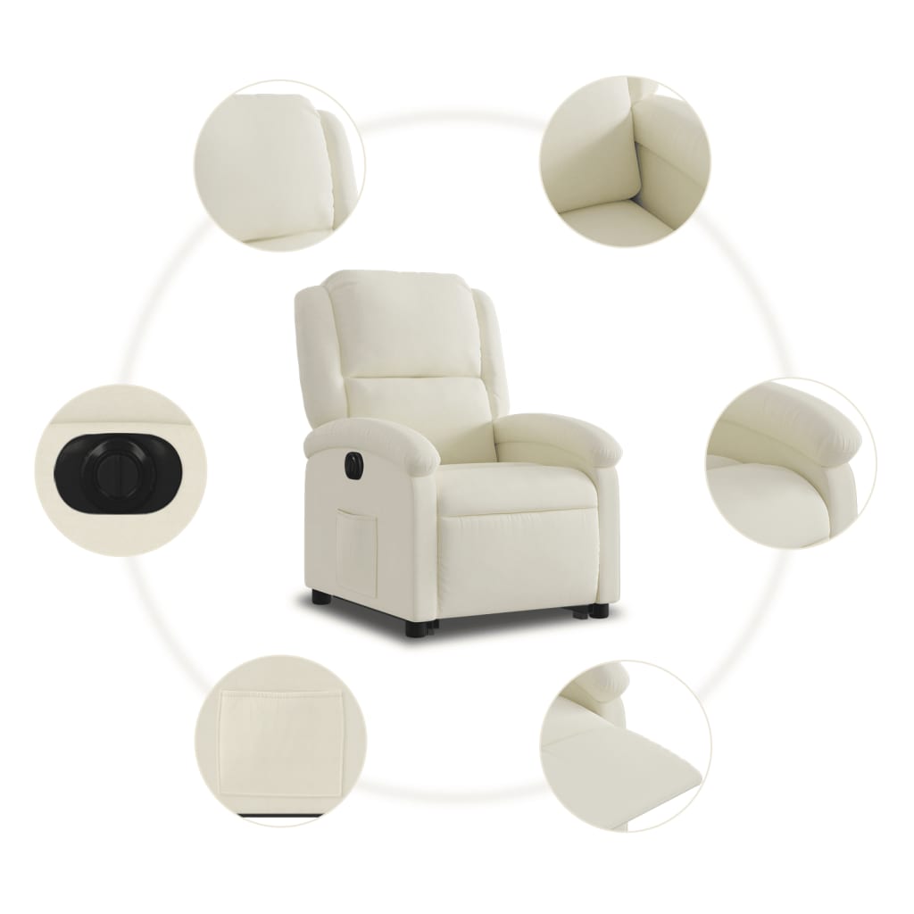 Fauteuil inclinable électrique crème velours - Xios Store SNC